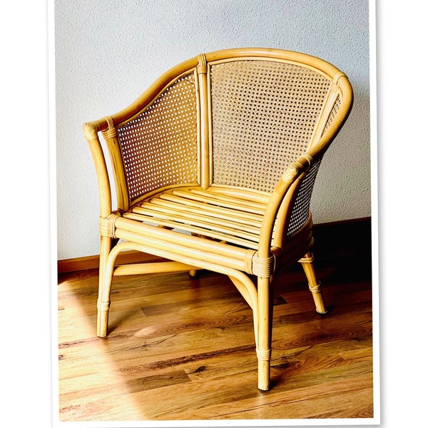 Side Chair Corner Chair natural wicker chair, rattan chair, outdoor patio furniture, boho furniture, rustic vintage style patio chair
