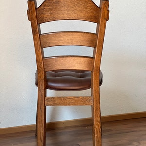 1 of 4 Brutalist Ladder Back Chair Solid Oak The Netherlands Vintage afbeelding 4