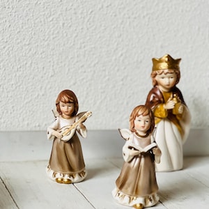 Vintage Formano Engel 3er Set, antike Cherub Putti geflügelte Engelsstatue Skulptur Engelsfigur Figur, Weihnachts-Ferien-Wohndekoration Geschenk