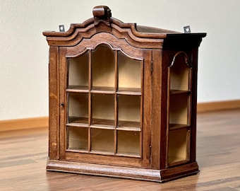 Antique 18th Century Wall Cabinet / Small Cabinet Carved Oak | Primitive Handmade Carved Wood Wall Cupboard