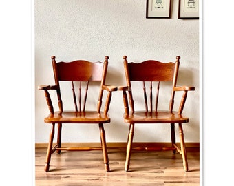 1 of 2 Dutch Vintage Brutalist Dutch Solid Oak Dining Chairs, 1960s, from famous furniture factory of Meeuwis from Oirschot, Netherlands