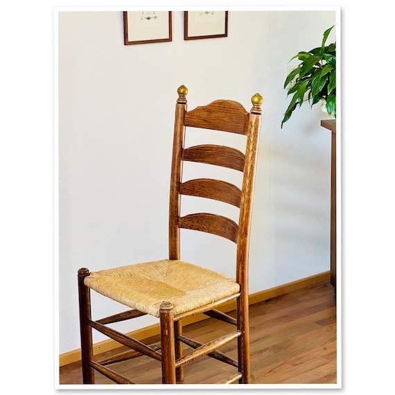 Buy 1 of 4 Antique Dutch Vintage Dining Chair Rush Seat With Ladder Back Farmhouse Decor Cottage Decor Dining Chairs Brutalist Mid Century Online in India Etsy