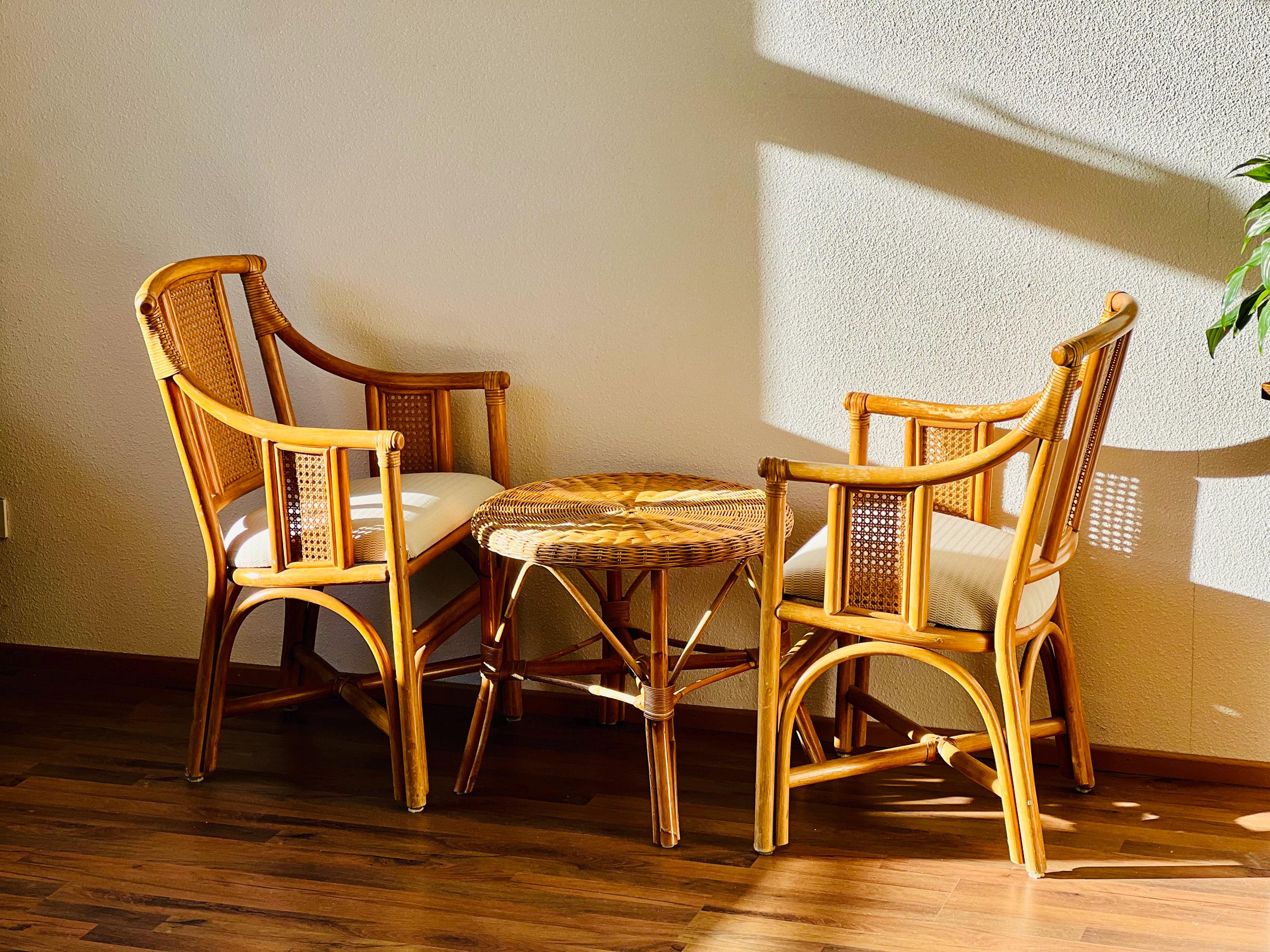 Vintage Bamboo and Rattan Bistro Dining Set | Woven Wicker Set | Patio  Garden Outdoor Set | Vivai Del Sud | Mid Century Modern Lounge Set - Etsy, image size:3000x2250