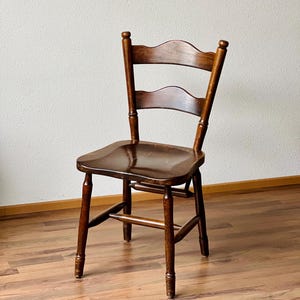1 of 2 vintage dutch brutalist oakwood chairs, 1920s