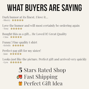 Op de afbeelding: Een klantbeoordelingsafbeelding met de titel WHAT BUYERS ARE SAYING met zes getuigenissen met vijfsterrenbeoordelingen van Sherry, Tony, Cina, Kristin, Jane en Lyss. Het onderste gedeelte toont 5 Stars Rated Shop, een vrachtwagen en een cadeau.