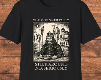 Vlad the Impaler Shirt, Gothic Medieval T-Shirt, Dark Humor Tee, Woodcut Vampire Art Shirt, Funny Vlad Graphic, Horror Pun, Deathcore Shirt
