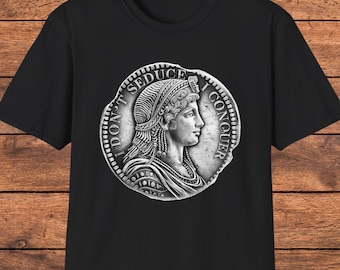 Cleopatra munt profiel T-shirt, Egyptische koningin munt ontwerp, ik verleid niet, ik verover shirt, oud Egypte cadeau, geschiedenis liefhebber cadeau