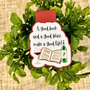 Books and Wine Magnetic Bookmark: Book Club Gift