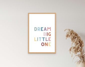 Dream Big Motivationsposter, Inspirational, herunterladbare Drucke, druckbare Wandkunst, Arbeitsmotivation, minimalistisch, Kinderzimmer, Dream Big