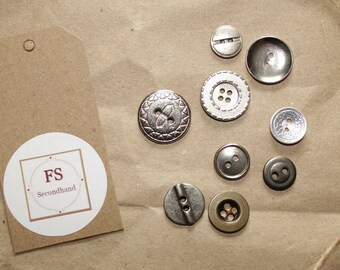 9 Metal Buttons Army Uniform Button Clothing Button Silver