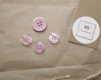 4 lilac-colored buttons, four-hole buttons, craft and sewing materials