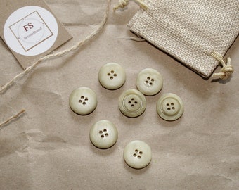 7 beige jacket buttons, four-hole button, craft and sewing material