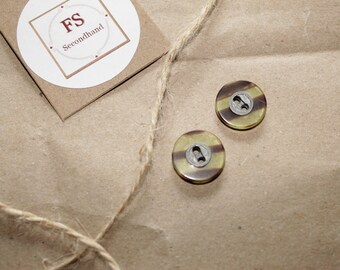 2 glass buttons with metal two-hole button, sewing material