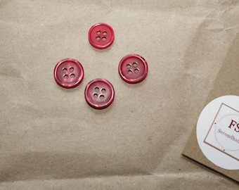 4 dark red buttons, four-hole buttons, craft and sewing materials