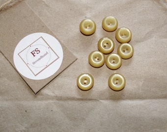9 beige blouse buttons, two-hole buttons, sewing supplies