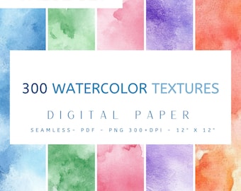 300 akvarelltexturer digitalt papper - sömlösa mönster, digitalt papper, direktnedladdning, skräpjournal, hantverk, PNG, hantverk, scrapbooking