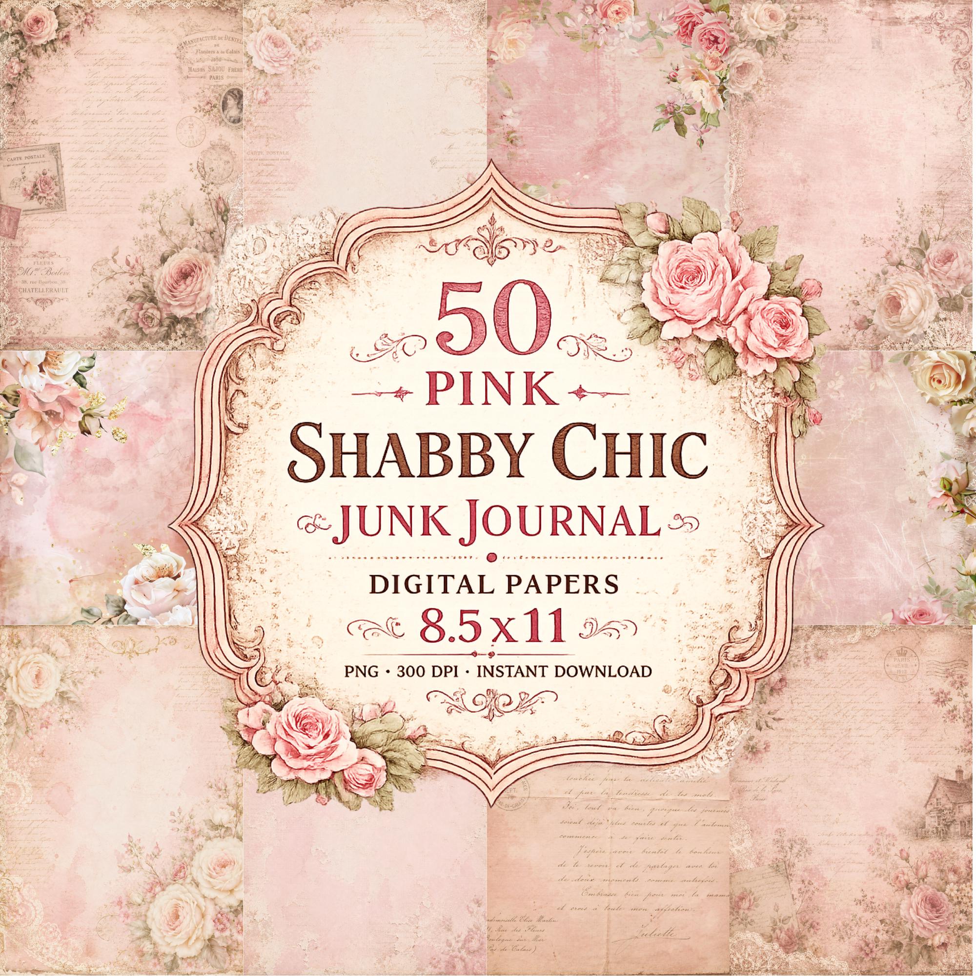 Pink Shabby Chic Junk Journal Papers | Vintage Floral Romantic Ephemera ...