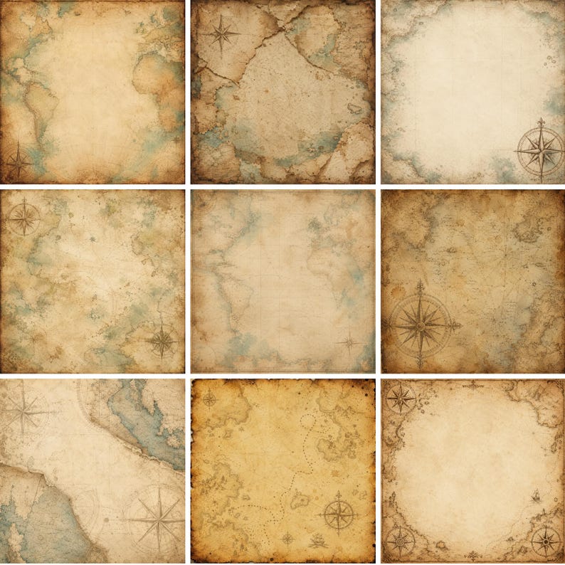 Paper Pattern Cartography Vintage Maps Digital Paper Pack, Antique Cartography Backgrounds ...