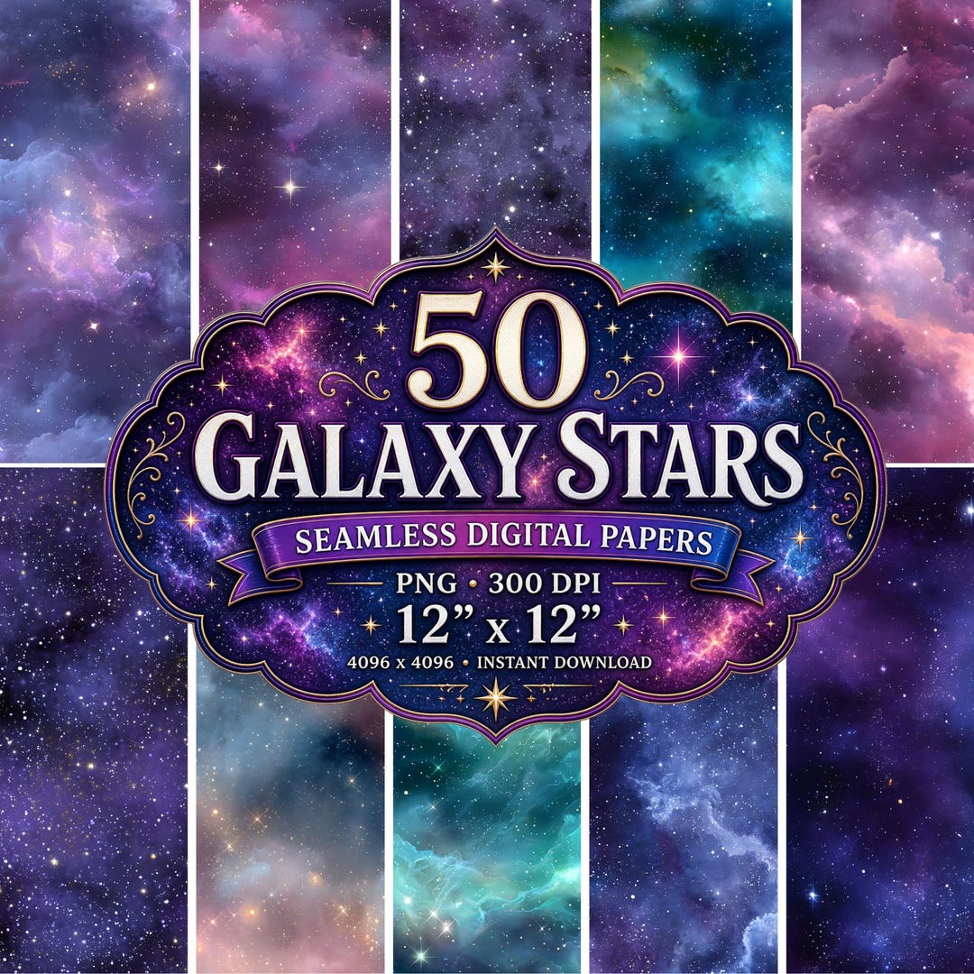 Galaxy Stars Seamless Digital Papers | Nebula, Space Backgrounds (12x12 ...