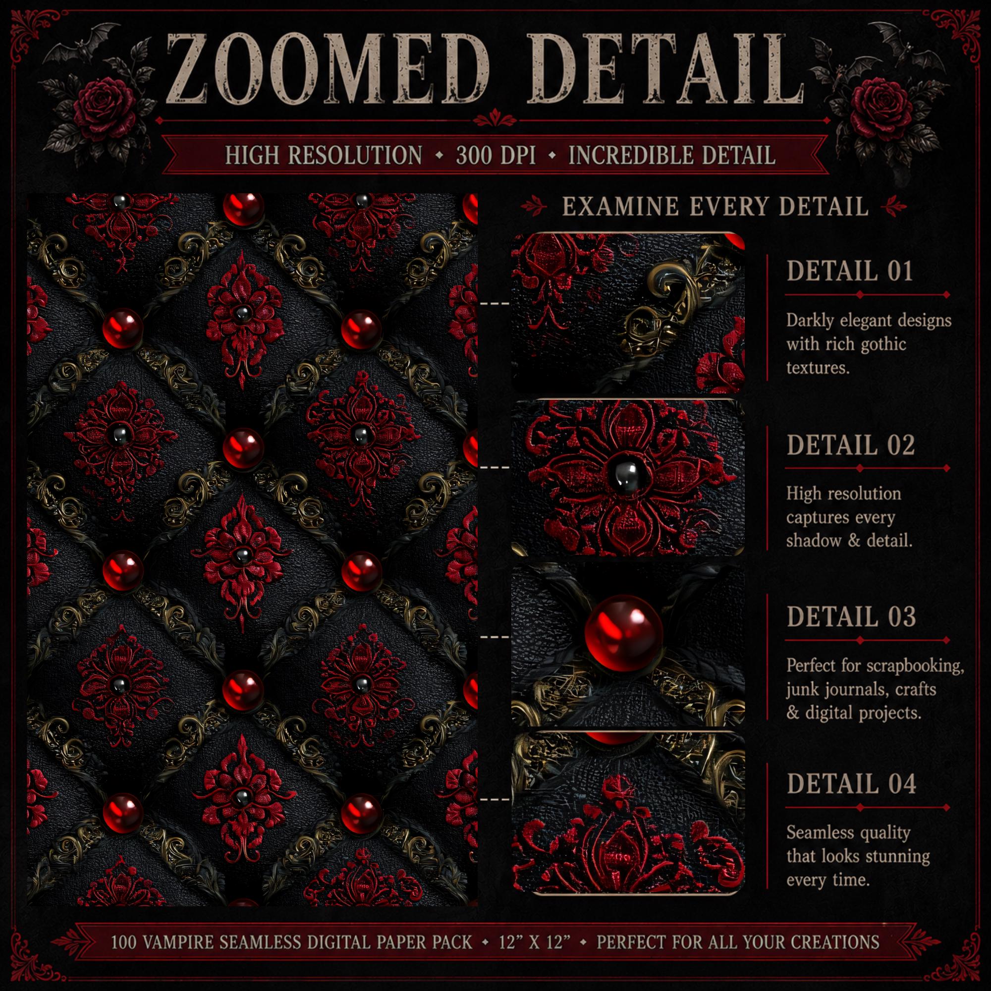 Vampire Seamless Digital Papers | Gothic Horror Pattern Pack | Dark ...