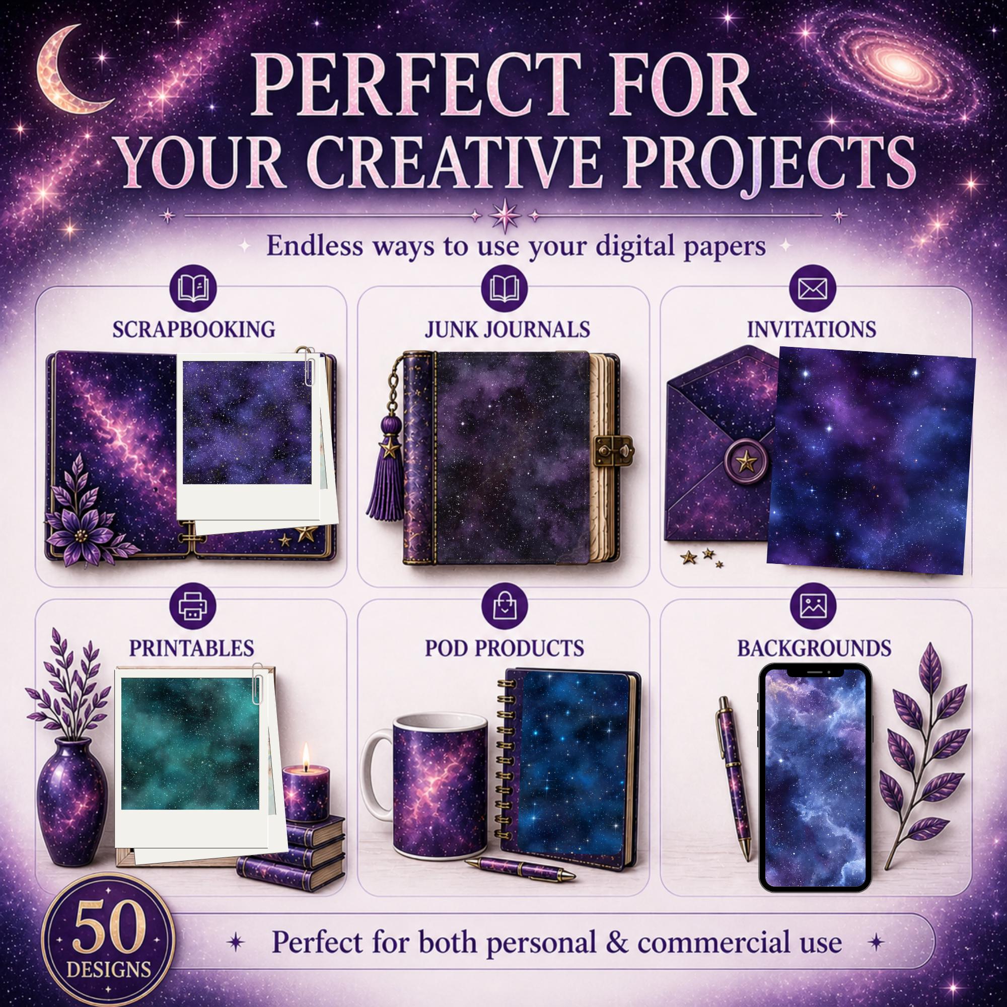 Galaxy Stars Seamless Digital Papers | Nebula, Space Backgrounds (12x12 ...