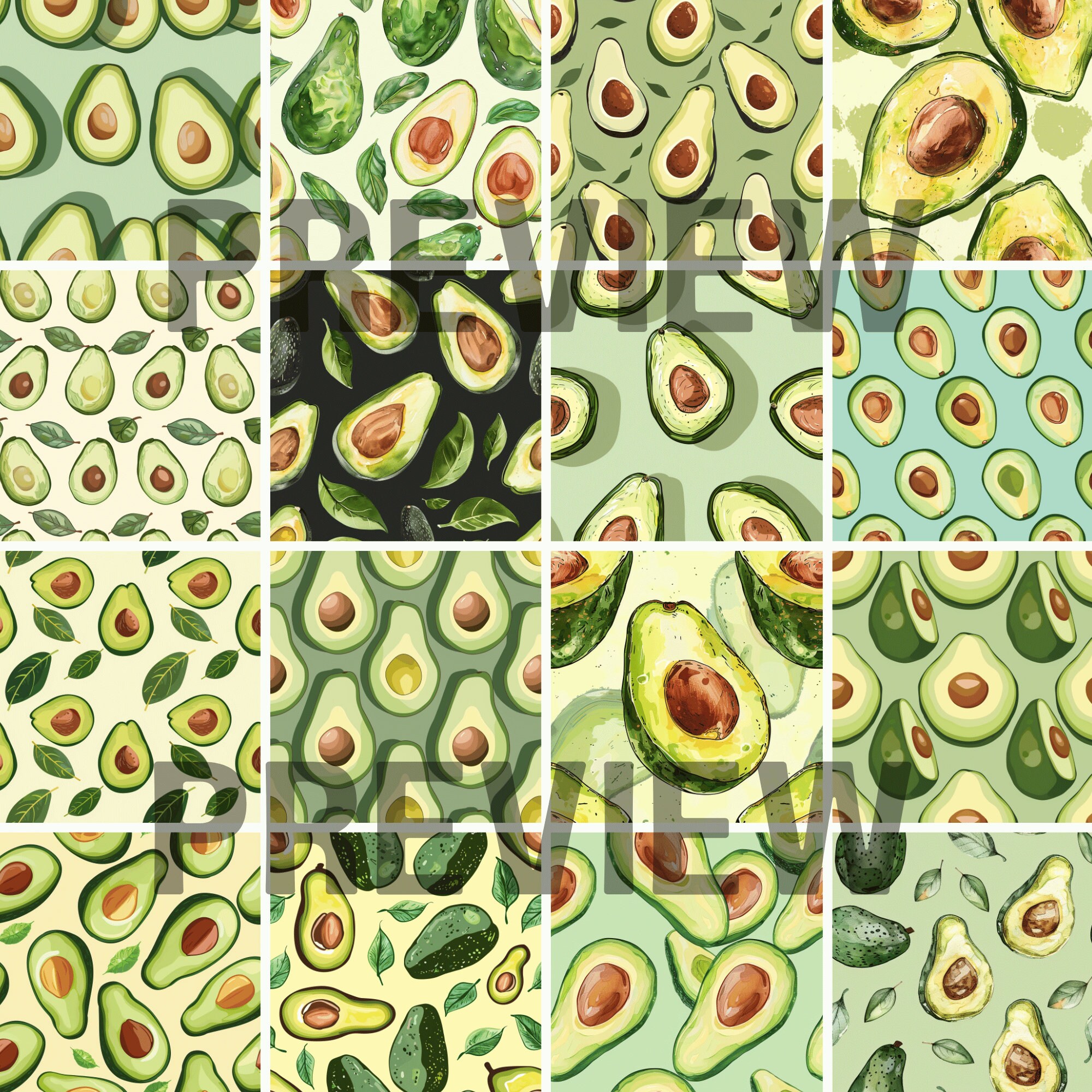 50 Avocado Digital Paper Designs - Seamless Printable, Digital Paper ...