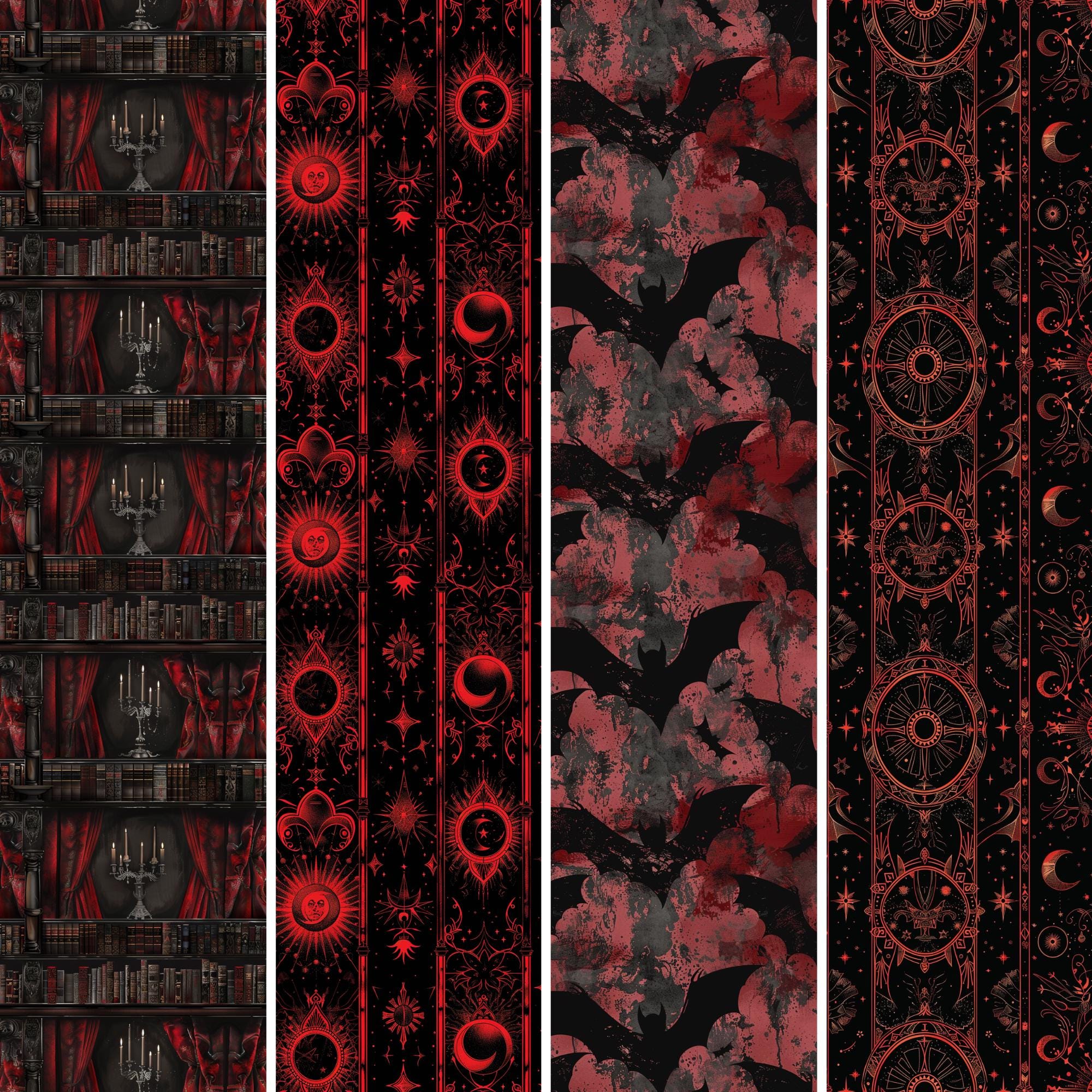 Vampire Seamless Digital Papers | Gothic Horror Pattern Pack | Dark ...