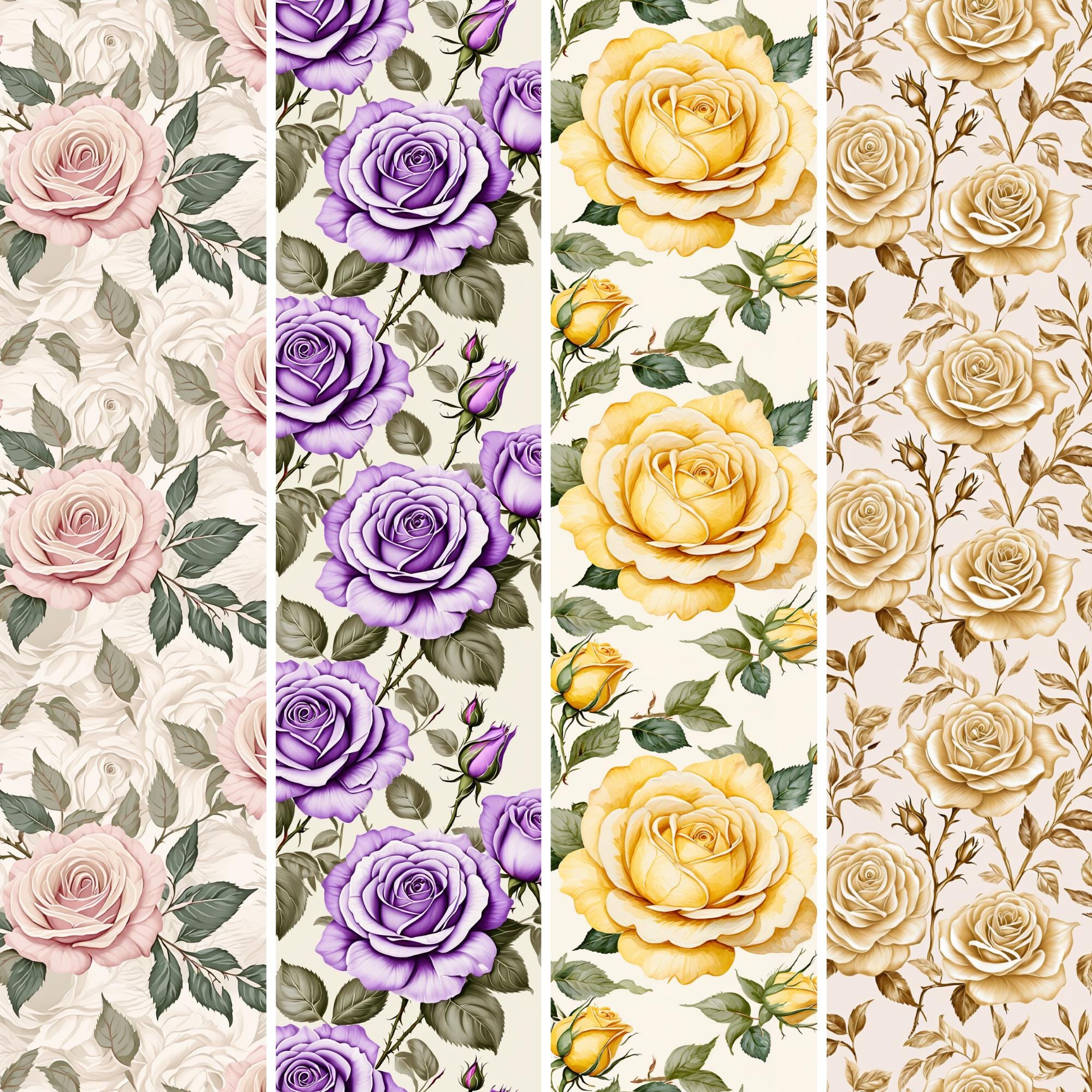 Shabby Chic Rose Digital Papers | Vintage Floral Seamless PNG ...