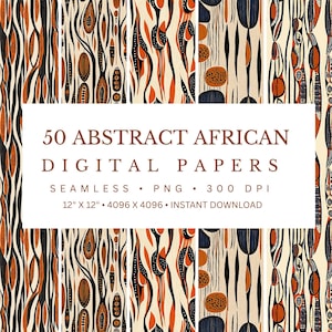 Abstrakta afrikanska sömlösa mönster | Jordfärgade tribala geometriska digitala papper (4096x4096 PNG)
