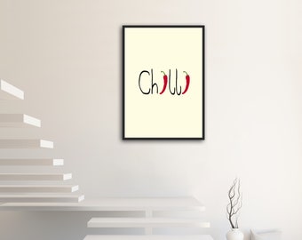 Chili kunst aan de muur, chili print