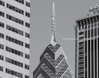 Downtown Phidelphia Skyscape Architecture - Black and White Photo Print