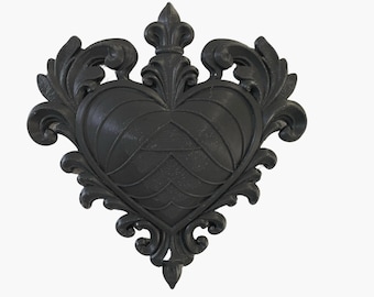 Dark Gothic Relief Heart Wall Plaque Baroque Style Decor, Home Decor,