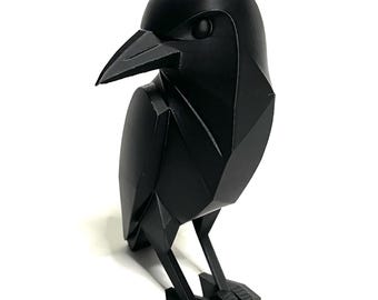 3D Printed Geometric Raven: Gothic Halloween Decor