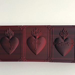 Sacred Hearts Wall Art, Broken Heart, Cross Heart, Spines Heart