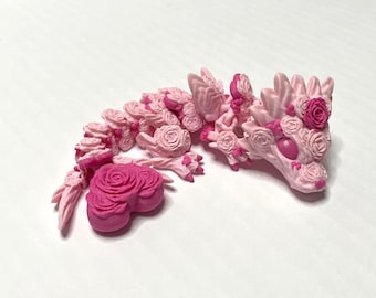 Articulated Rose Dragon: Valentines Dragon, 3D Printed Fidget Desk Buddy,