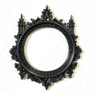 Gothic Cathedral Round Frame, Medieval Ornate Scroll Work, Dark Academia Wall Art