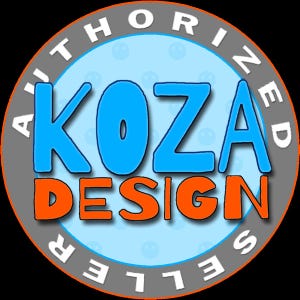May include: A blue and orange logo with the text "KOZA DESIGN" in a circle with the words "AUTHORIZED SELLER" around the outside.
