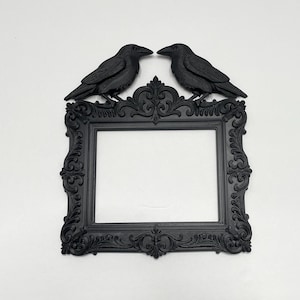 Gothic Frame with Two Raven/Crows, Victorian Gothic Frame Decor, Baroque Frame Dark Wall Art, Halloween Decor,