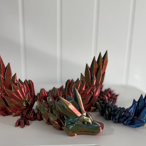 Winged Crystal Dragon, 3D Articulated Fidget Dragon, Flexi Dragon, 3D Printed Dragon,  Stress Fidget, Desk Decor, Dragon Decor,