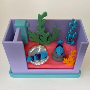 Shrimp Aquarium Set 3D Printed, Articulated Flexi Shrimp, 3D Fish Tank, Mini Fidget Shrimp, Miniature Aquarium,   Choose a Color options