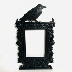 Gothic Frame with Raven/Crow, Victorian Gothic Frame Decor, Baroque Frame Dark Wall Art, Halloween Decor,
