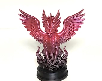 3D Printed Winged Dragon Sculpture: Gothic Home Decor