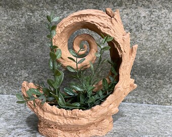 Spiral Wood Planter 3D Printed, Gothic Home Decor, Gothic Planter, Tree Planter,