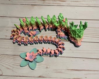 Articulated Cherry Blossom Dragon: 3D Printed Flexi Fidget Figurine