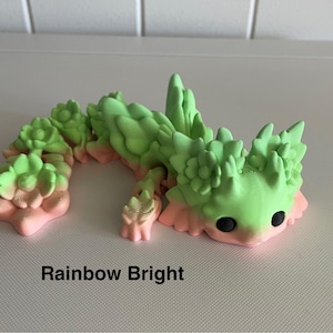Kosha Dragon, 3D Articulated Fidget Flower Dragon, Flexi Dragon, 3D Printed Kawaii Dragon, Axolotl Dragon, Stress Fidget, Desk Decor