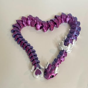 Cupid Snake, Articulated Fidget Cupid Snake, 3D Flexi Kawaii Snake Dragon, Valentines Snake, 30 inch long Snake