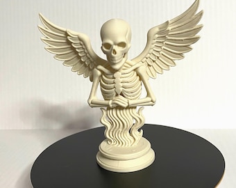 Winged Skeleton Figurine, Gothic Decor, 3D printed Skeleton, Dark Art Home Accent, Spooky Ornament, Dark Fantasy Statue, Halloween Vibe