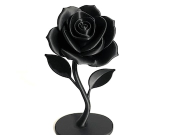 Figura de rosa negra gótica: decoración para el hogar impresa en 3D