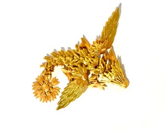 3D Articulated Sunflower Dragon: Flexi Fidget Desk Buddy