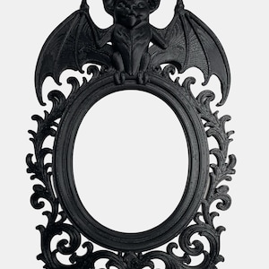 Victorian Oval Bat Frame,  Gothic Frame Decor, Baroque Frame Dark Wall Art, Halloween Decor